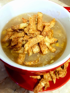 A picture of Chicken corn soup.