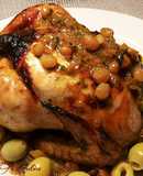 Pollo confitado al horno con pasas y orejones