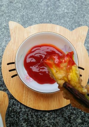 Hình của món Bông kim châm chiên bột.