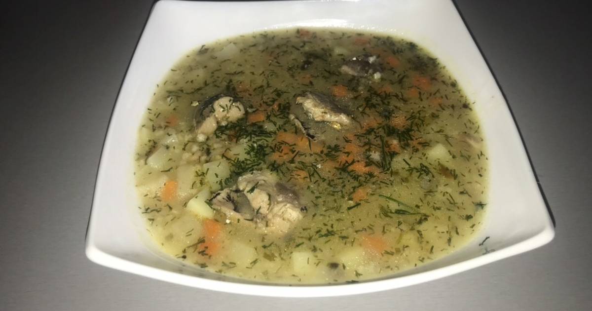 Рыбный суп из консервов с кукурузной крупой