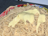 Spaghetti con pollo y champiñones