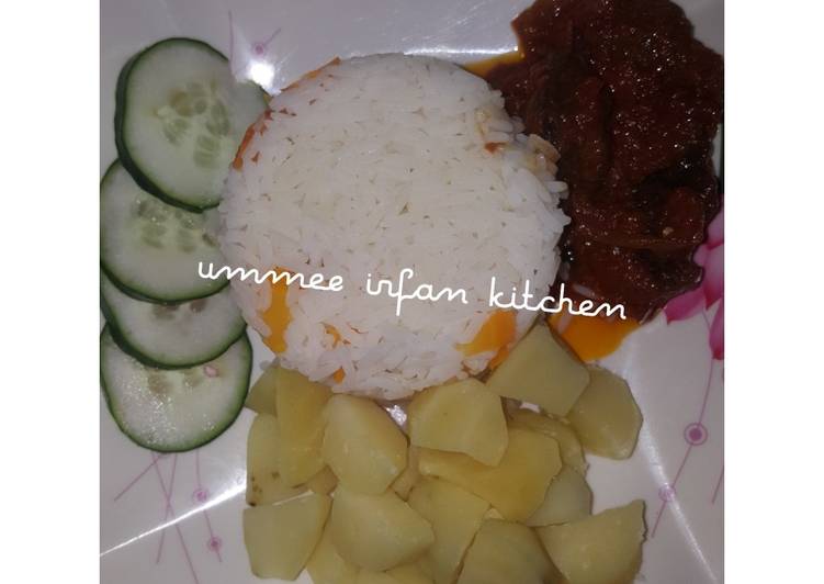Easiest Way to Prepare Ultimate White rice wif stew n boiled potatoes Cooking Basics for Newbies