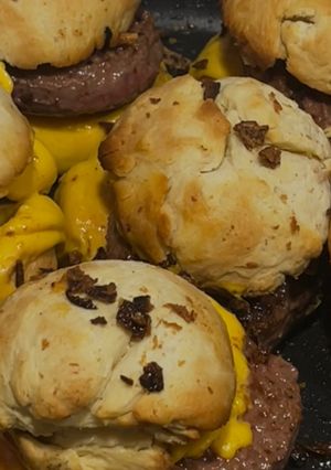 A picture of Homemade Cheeseburger with Freshly Baked Buns.