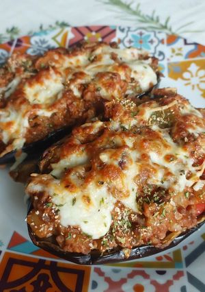Una foto de Berenjena rellena de carne y pisto en AirFryer
