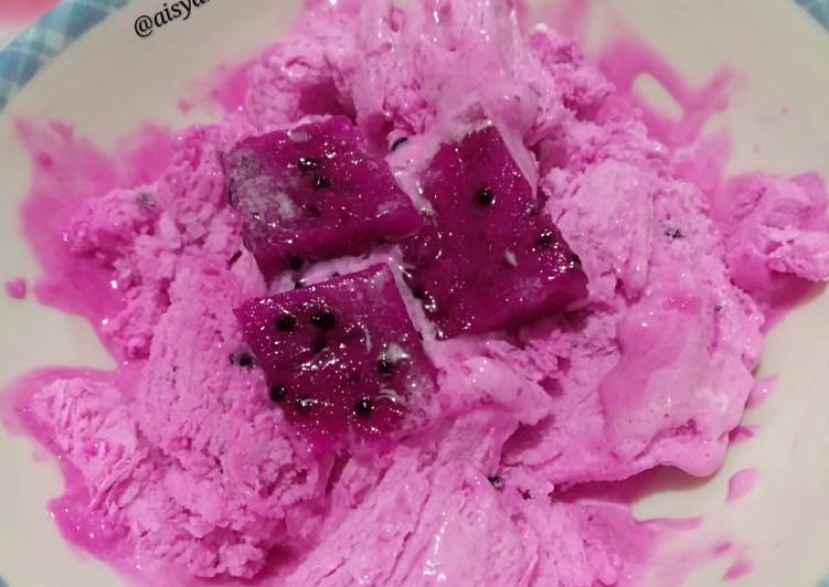Resep Ice cream buah naga homemade, Enak Banget