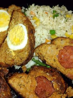 Stefánia szelet kolbászossan, tojásossan, zöldséges jázmin rizs recept fotója