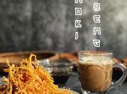 Gambar cendawan enoki tepung bestari
