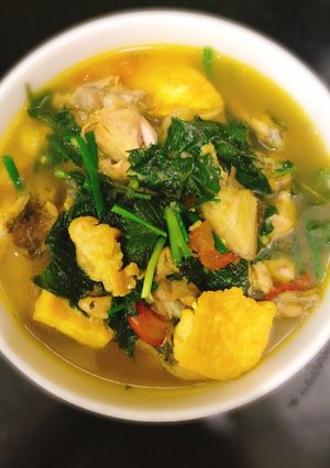 Hình của món Ếch om chuối đậu.
