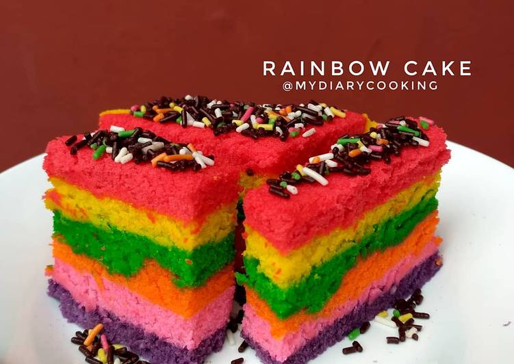 Rainbow cake kukus simpel