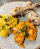 Pollo con calabaza al horno