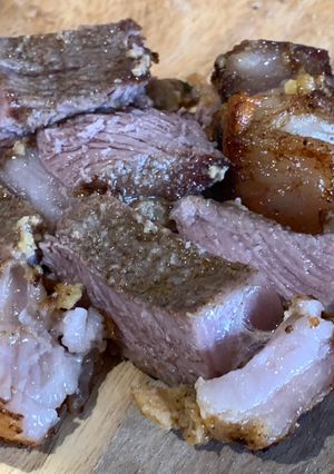 A picture of Quite crispy lamb chops.