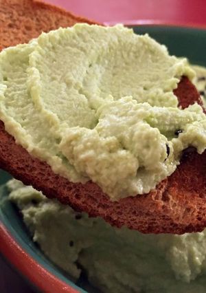 A picture of Edamammus (Edamame Hummus).