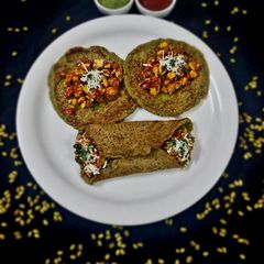 A picture of Moong chilla with stuffing.