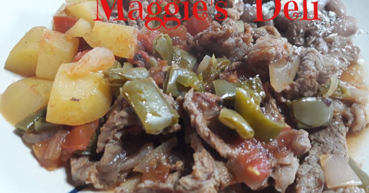Bistec con papas y nopales Receta de Maggie- Cookpad