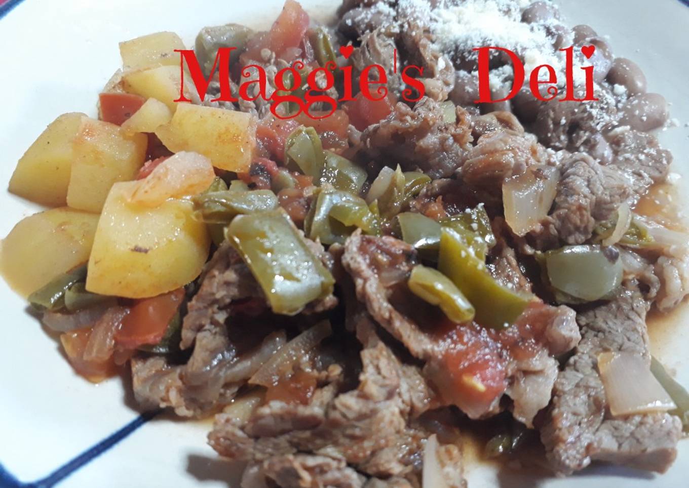 Bistec con papas y nopales