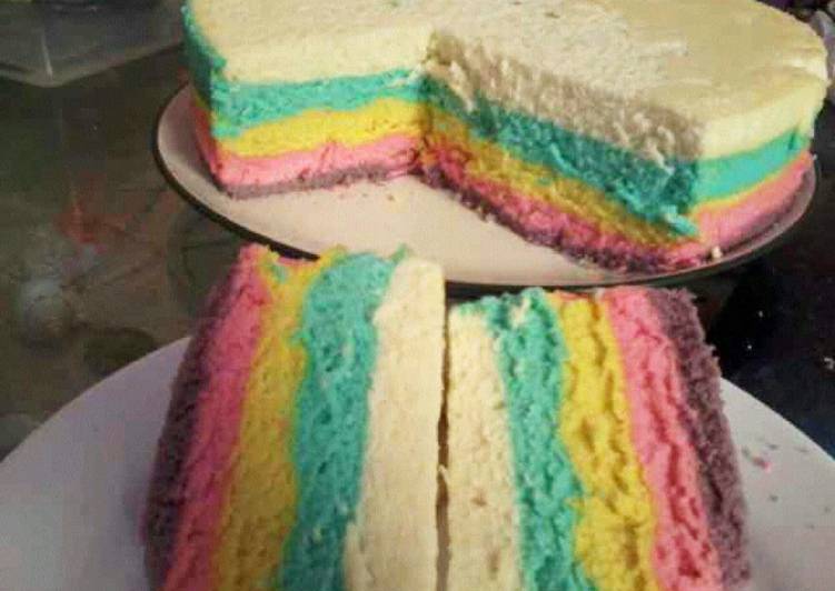Resep Pop Ice Rainbow Cake Kukus yang Enak