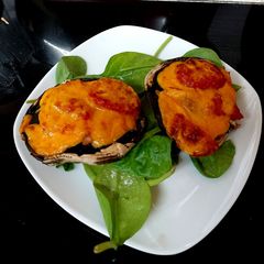 My Ham,Cheese +Tomato Stuffed Mushroom. 🥰 A picture of My Ham,Cheese +Tomato Stuffed Mushroom. 🥰.