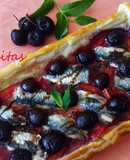 Hojaldre de sardinas, cerezas y hierbabuena
