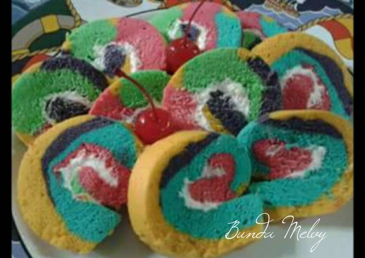 Resep Mini Roll Cake Steam Rainbow 2 Telur Anti Gagal