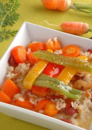 Foto principal de Pastel de zanahorias, arroz y panceta