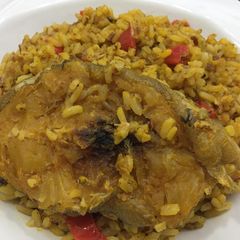 Special native rice with stockfish A picture of Special native rice with stockfish.