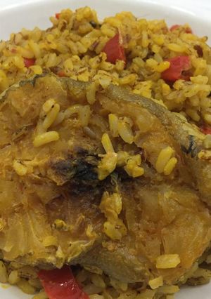 A picture of Special native rice with stockfish.