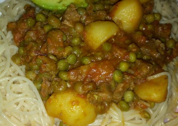 Recipe of Super Quick Homemade Pasta and beaf peas stew