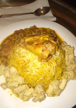 صورة لوصفة رز بالخضر مع اسكالوب بالكريم فريش