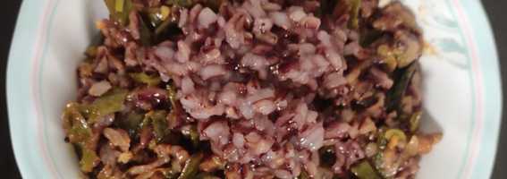 சிவப்பு கவுணி அரிசி, அவரைக்காய்  சாதம்