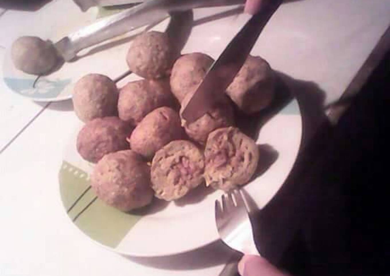 Bolas de plátano verde