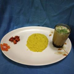 A picture of Plain Khichdi with Buttermilk.