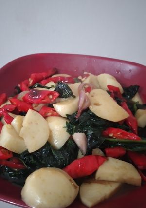 Foto resep Tumis Daun Pepaya Jepang dan Baso Ikan