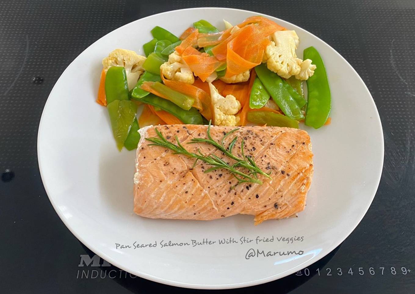Pan Seared Salmon Butter With Stir fried Veggies