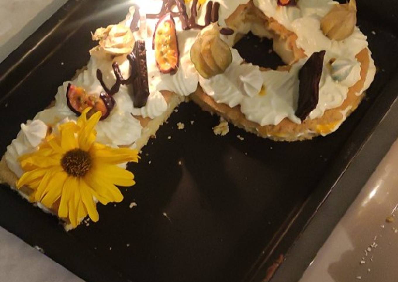 Number cake lettre P noix de coco passion