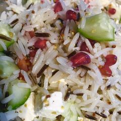 Wild rice and feta cheese salad A picture of Wild rice and feta cheese salad.