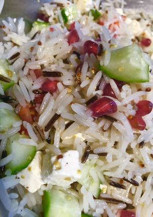 A picture of Wild rice and feta cheese salad.