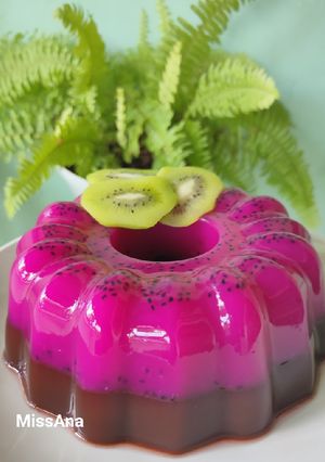 Foto resep Puding buah naga coklat