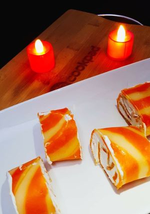 A picture of Orange Marble Swiss Roll.