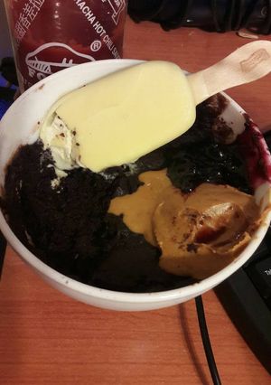 A picture of Microwave fudgy brownie mug cake.