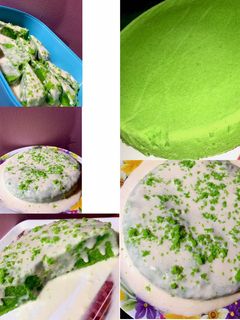 Gambar Kek kukus pandan cheese leleh