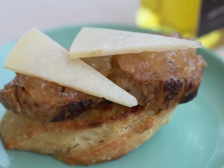 Easy Way Make Recipe Sirloin steak open toasted sandwich with caramelized onion and cheese recipe that is  Makes Drooling, Delicious}