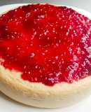 Tarta de queso quark en microondas con compota de fresa