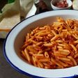 Macarrones con chorizo y jamón