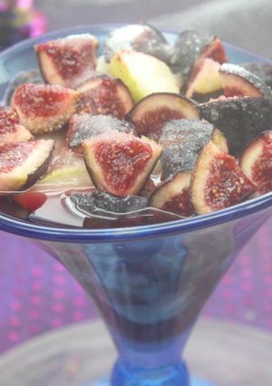 A picture of Sangria Cup with Figs and Pear.