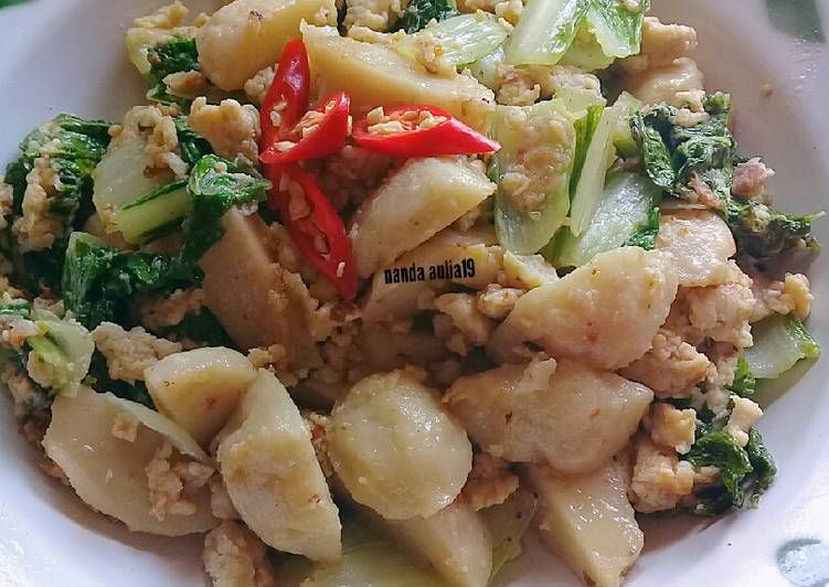 Orak arik telor pentol dg sawi Orak arik telor pentol dg sawi
