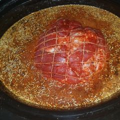 A picture of Root Beer pork roast picnic.