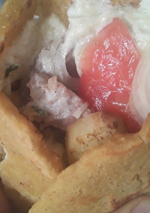 Una foto de Sándwich griego!!! a mi estilo... 😛🍅🌰🥒🍋🥩🌮🌯🍟😝😜