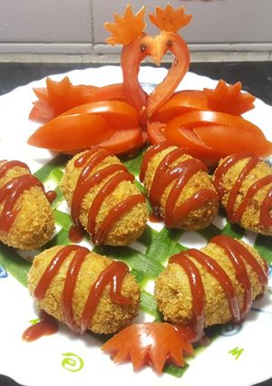 A picture of Chicken Veg Croquettes 😋.