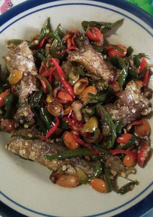 Foto resep Ikan tunul cabe ijo+kulit melinjo