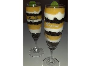 Zdjęcie przepisu Deser z mango, banana i jogurtu naturalnego.